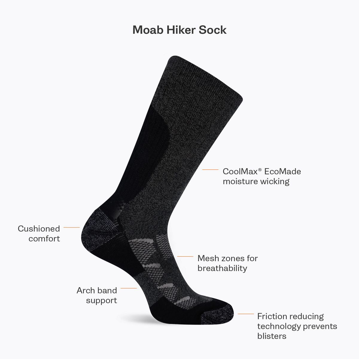 Moab Hiking Quarter Sock - Socks Merrell US