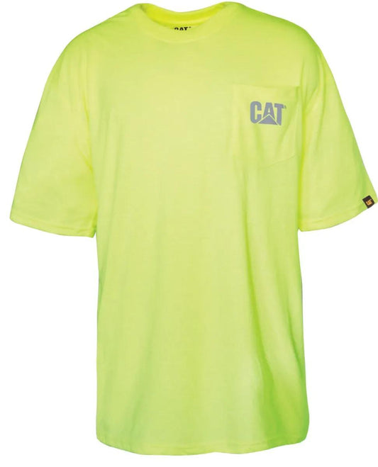 Cat Footwear Men's Hi-Vis Trademark Pocket Tee